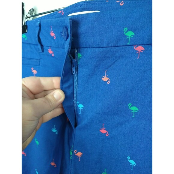 Talbots Woman 8 Blue Chino Pants Flamingo Print Cropped Preppy Academia Casual - Picture 5 of 10